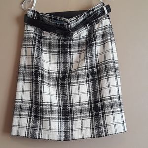 ANTONIO MELANI Black and White Plaid Midi Skirt